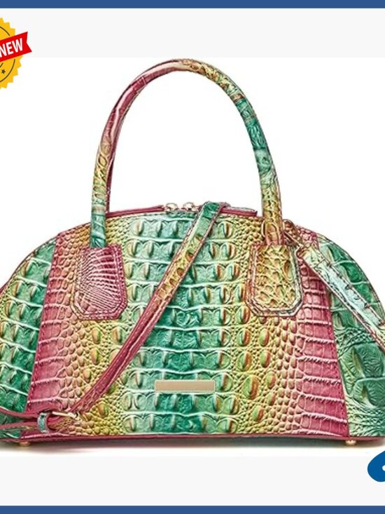 Handbags - Vegan Leather Tote Bag with Top Handle and Crossbody Strap